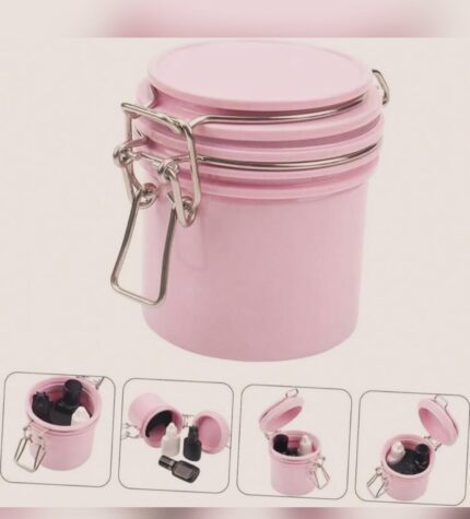 Recipiente de almacenamiento para pestañas - Práctico - 4 compartimientos - rosado
