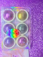 Efecto espejo escarchado  Lilas, fucsia , dorado y verde.  Kit x 6 unidades